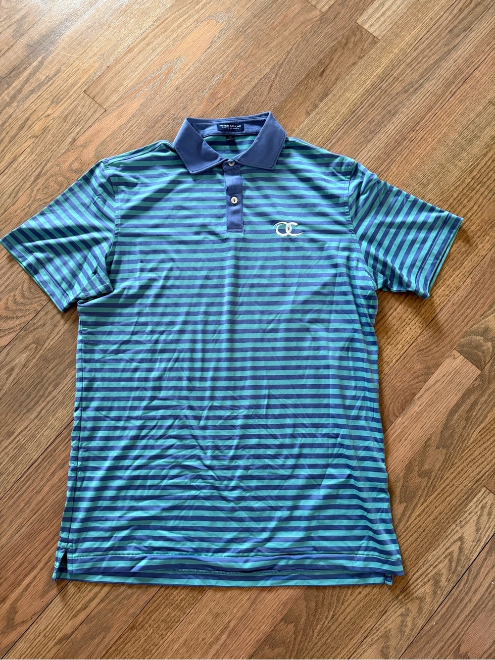 Peter Millar Blue-Green Striped Polo Shirt